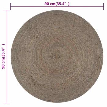 Teppich Handgefertigt Jute Rund 90 cm Grau