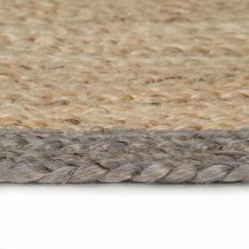 Teppich Handgefertigt Jute mit Grauem Rand 90 cm