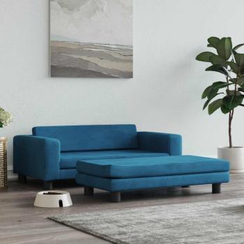 ARDEBO.de - Hundebett mit Verlängerung Blau 100x50x30 cm Samt