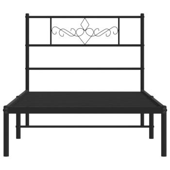 Bettgestell mit Kopfteil Metall Schwarz 90x190 cm