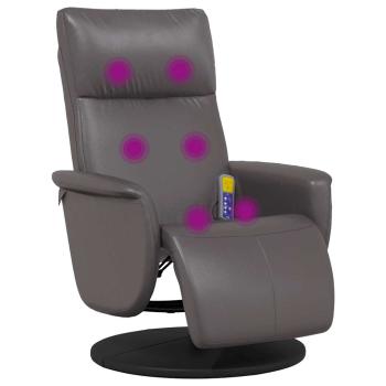 Massagesessel mit Fu?teil Grau Kunstleder