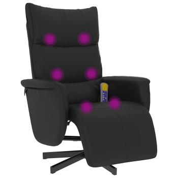 Massagesessel mit Fußteil Schwarz Kunstleder