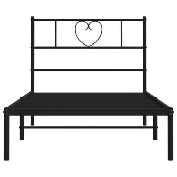 Bettgestell mit Kopfteil Metall Schwarz 75x190 cm