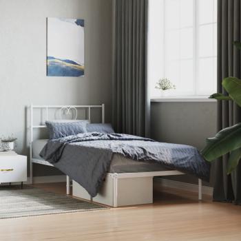 ARDEBO.de - Metallbett ohne Matratze mit Kopfteil Weiß 75x190 cm