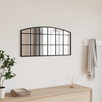 ARDEBO.de - Wandspiegel Schwarz 80x40 cm Gewölbt Eisen