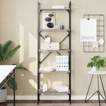 ARDEBO.de - B?cherregal 5 F?cher Grau Sonoma 56x31,5x174 cm Holzwerkstoff