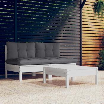 ARDEBO.de - 3-tlg. Garten-Lounge-Set mit Anthrazit Kissen Kiefernholz