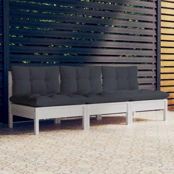 ARDEBO.de - 3-Sitzer-Gartensofa mit Anthrazit Kissen Massivholz Kiefer