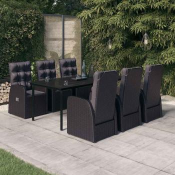 ARDEBO.de - 7-tlg. Garten-Essgruppe mit Kissen Schwarz