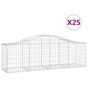 Gabionen mit Hochbogen 25 Stk. 200x50x60/80 cm Verzinktes Eisen