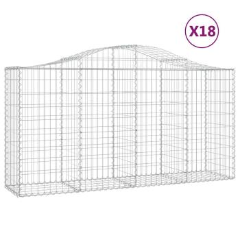 Gabionen mit Hochbogen 18 Stk 200x50x100/120cm Verzinktes Eisen