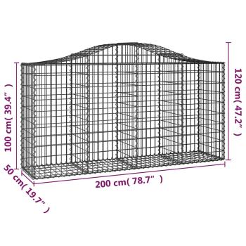 Gabionen mit Hochbogen 18 Stk 200x50x100/120cm Verzinktes Eisen