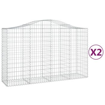 Gabionen mit Hochbogen 2 Stk. 200x50x120/140cm Verzinktes Eisen
