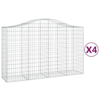 Gabionen mit Hochbogen 4 Stk. 200x50x120/140cm Verzinktes Eisen
