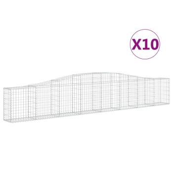 Gabionen mit Hochbogen 10 Stk. 400x30x60/80 cm Verzinktes Eisen