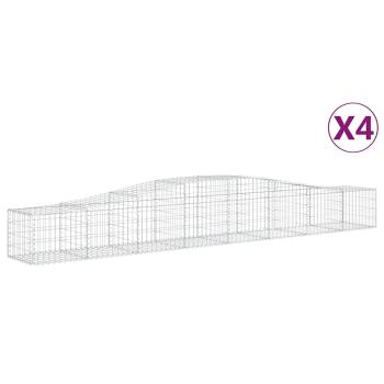 Gabionen mit Hochbogen 4 Stk. 400x50x40/60cm Verzinktes Eisen