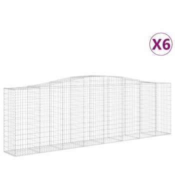 Gabionen mit Hochbogen 6 Stk. 400x50x120/140cm Verzinktes Eisen