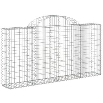 Gabionen mit Hochbogen 10Stk. 200x30x100/120cm Verzinktes Eisen