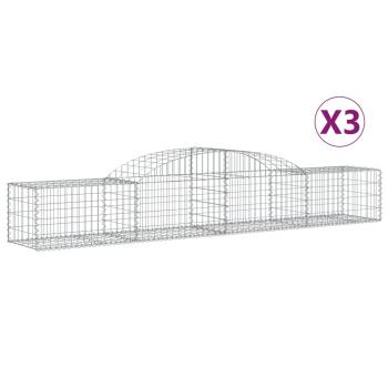 Gabionen mit Hochbogen 3 Stk. 300x50x40/60 cm Verzinktes Eisen