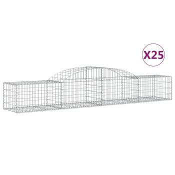Gabionen mit Hochbogen 25 Stk. 300x50x40/60 cm Verzinktes Eisen