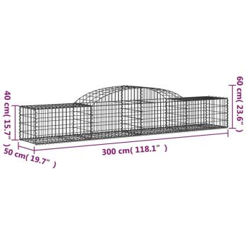 Gabionen mit Hochbogen 25 Stk. 300x50x40/60 cm Verzinktes Eisen