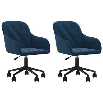 Esszimmerst?hle 2 Stk. Drehbar Blau Samt