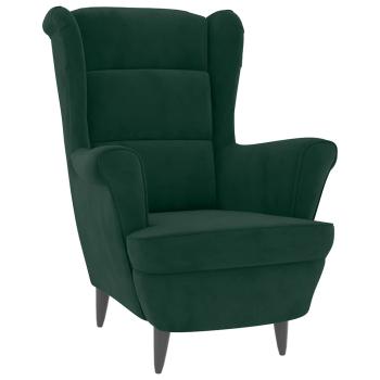 Ohrensessel mit Hocker Dunkelgr?n Samt