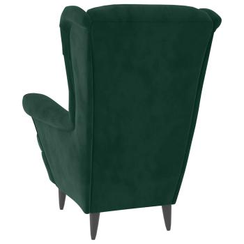 Ohrensessel mit Hocker Dunkelgr?n Samt