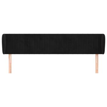 Kopfteil mit Ohren Schwarz 183x23x78/88 cm Samt