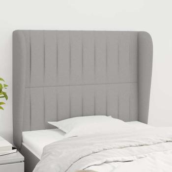ARDEBO.de - Kopfteil mit Ohren Hellgrau 83x23x118/128 cm Stoff