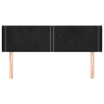 Kopfteil mit Ohren Schwarz 147x16x78/88 cm Samt