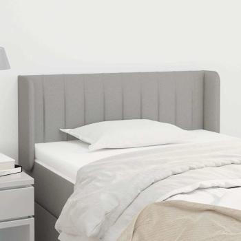 ARDEBO.de - Kopfteil mit Ohren Hellgrau 83x16x78/88 cm Stoff
