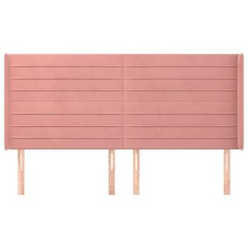 Kopfteil mit Ohren Rosa 183x16x118/128 cm Samt