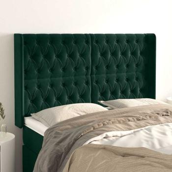 ARDEBO.de - Kopfteil mit Ohren Dunkelgrün 147x16x118/128 cm Samt