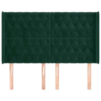 Kopfteil mit Ohren Dunkelgrün 147x16x118/128 cm Samt