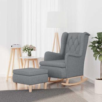 ARDEBO.de - Schaukelsessel mit Hocker Hellgrau Stoff
