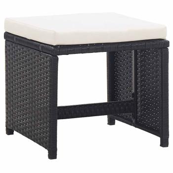 Gartenhocker 2 Stk. mit Sitzkissen Poly Rattan Schwarz