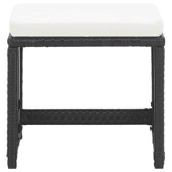 Gartenhocker 2 Stk. mit Sitzkissen Poly Rattan Schwarz