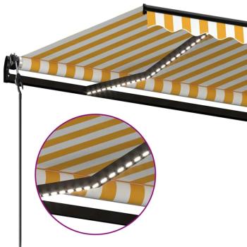 Automatische Markise mit LED & Windsensor 350x250 cm Gelb/Weiß
