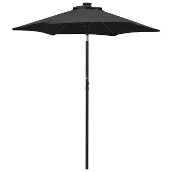 ARDEBO.de - Sonnenschirm mit LED-Beleuchtung Schwarz 200x211 cm Alu