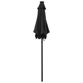 Sonnenschirm mit LED-Beleuchtung Schwarz 200x211 cm Alu