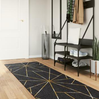 ARDEBO.de - Teppich Waschbar Schwarz und Golden 80x300 cm
