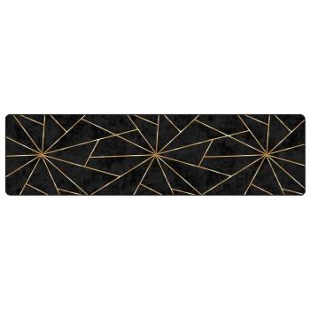 Teppich Waschbar Schwarz und Golden 80x300 cm