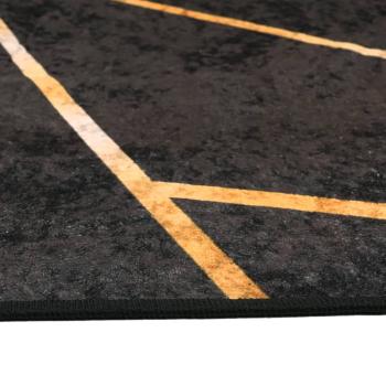 Teppich Waschbar Schwarz und Golden 80x300 cm