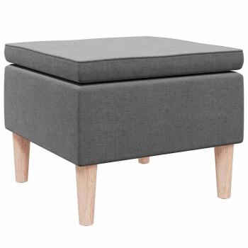 Hocker mit Holzbeinen Dunkelgrau Stoff