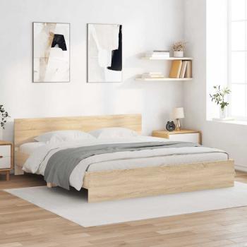 ARDEBO.de - Bettgestell mit Kopfteil Sonoma-Eiche 180x200 cm