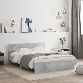 ARDEBO.de - Bettgestell mit Kopfteil Betongrau 150x200 cm