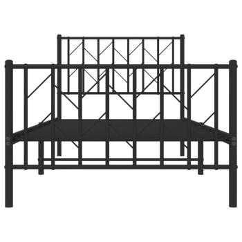 Bettgestell mit Kopf- und Fußteil Metall Schwarz 90x200 cm
