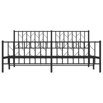 Bettgestell mit Kopf- und Fußteil Metall Schwarz 183x213 cm