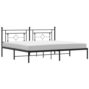 Bettgestell mit Kopfteil Metall Schwarz 193x203 cm